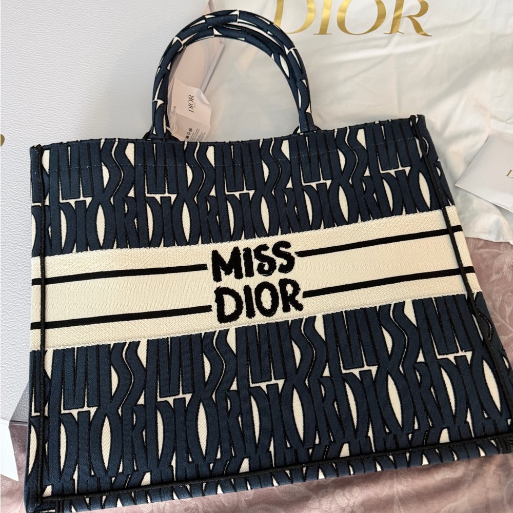 Dior Navy and Cream Tote Bag